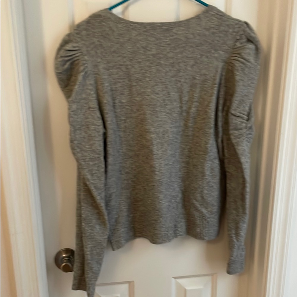 White House Black Market Gray Ruched Long Sleeve sweater - Picture 3 of 3